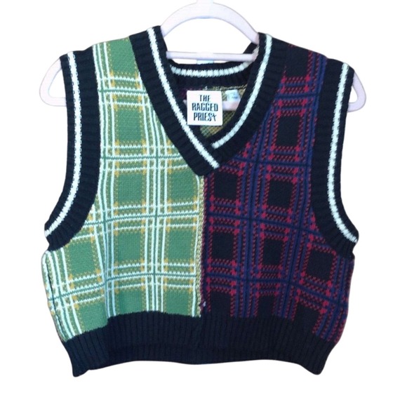 The Ragged Priest Sweaters - The Ragged Priest Plaid Colorblock Sweater Vest Women's M Preppy‎ Y2K
Grunge